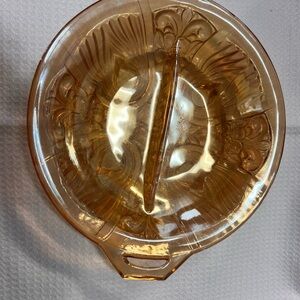 Vintage Killarney Amber Carnival Handled 2-Part Divided Relish by Indiana Glass